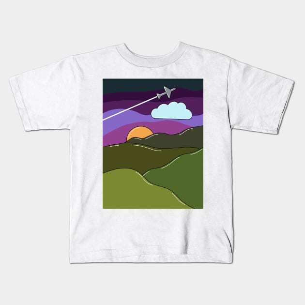 Flying High Over the Hills Kids T-Shirt by CorrieMick